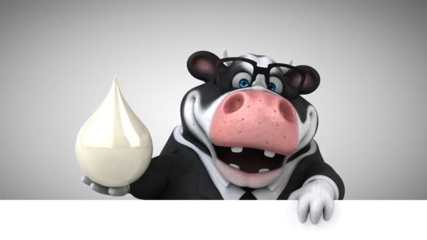 Kráva drží kapku mléka — Stock video