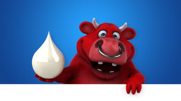 Vaca sosteniendo gota de leche — Vídeos de Stock