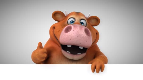 Divertido Personaje Dibujos Animados Vaca Con Pulgar Hacia Arriba Animación — Vídeo de stock
