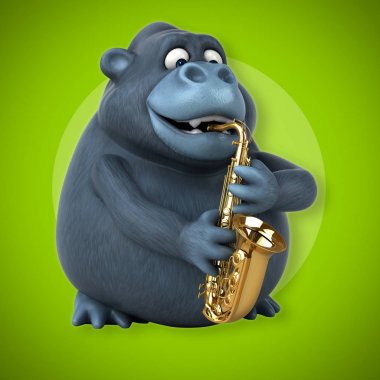 Eğlenceli çizgi film karakteri ile araç - 3d çizim