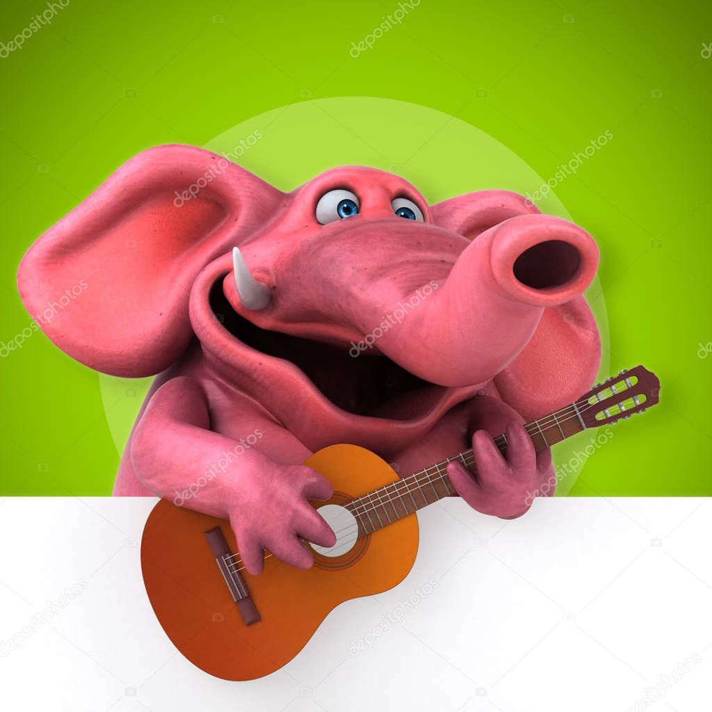 Fun cartoon character with instrument - 3D Illustration