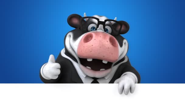 Fun Cow Cartoon Character Thumb Animation — Stock Video