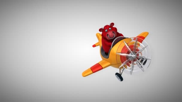 Cartoon character and plane — Stock Video