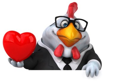 eğlenceli çizgi film karakteri ile kalp - 3d çizim