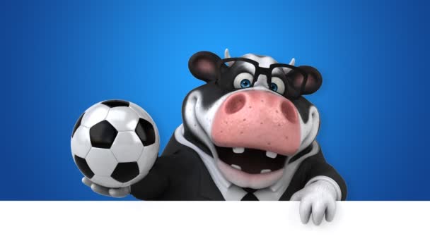 Fun cartoon character with ball — Stock Video