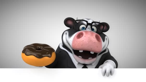 Cartoon character with donut — Stock Video