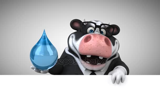 Fun cartoon character with waterdrop — Stock Video