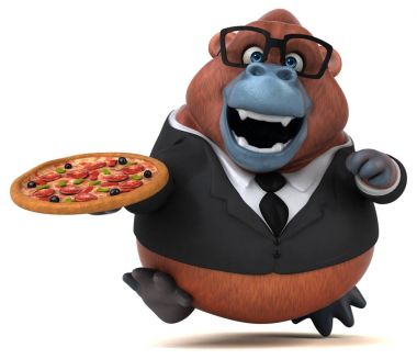 Çizgi film karakteri pizza - 3d çizim ile