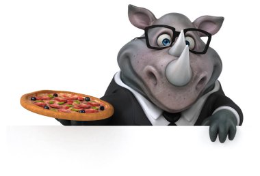 Çizgi film karakteri pizza - 3d çizim ile