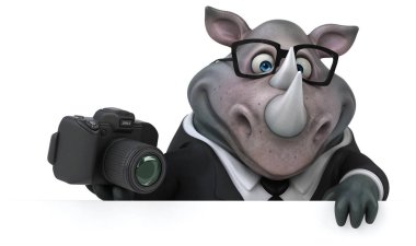 Komik karikatür karakter ile kamera - 3d çizim