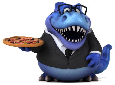 Çizgi film karakteri pizza - 3d çizim ile