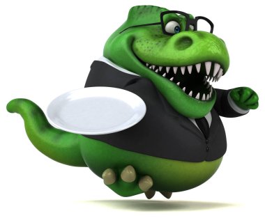 çizgi film karakteri ile plaka - 3d çizim