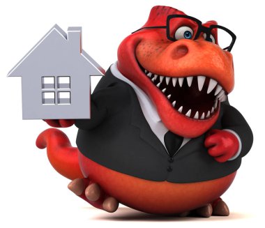 komik çizgi film karakteri ile ev - 3d çizim