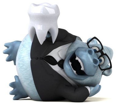 komik çizgi film karakteri ile diş - 3d çizim