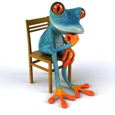 Eğlenceli kurbağa karikatür karakter - 3d çizim
