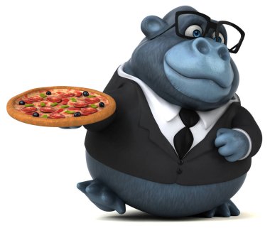 Çizgi film karakteri pizza - 3d çizim ile