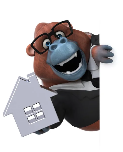 Funny Cartoon Character House Illustration — Stock Photo, Image