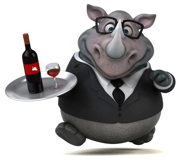 Personagem Desenho Animado Com Vinho Ilustração — Fotografia de Stock