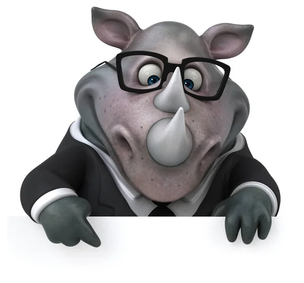 Nosorożec Zabawne Kreskówki Charakter Ilustracja — Zdjęcie stockowe