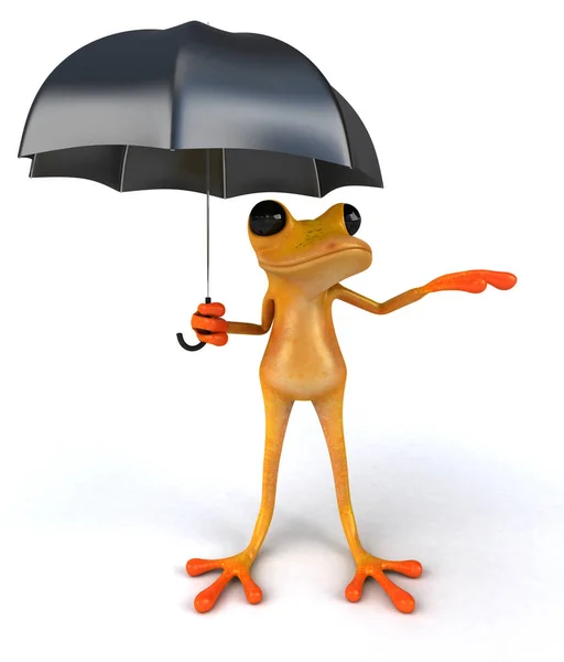 Divertido Personaje Dibujos Animados Con Paraguas Ilustración — Foto de Stock