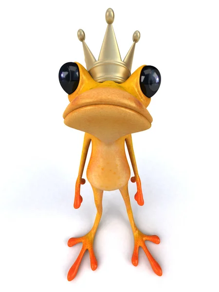 Eğlenceli Kurbağa Çizgi Film Karakteri Taç Çizim Ile — Stok fotoğraf