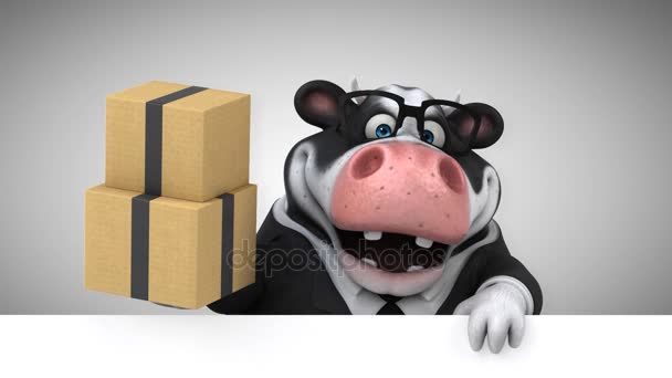 Cartoon character with boxes — Stock Video