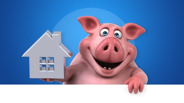 Varkensbedrijf huis teken — Stockvideo