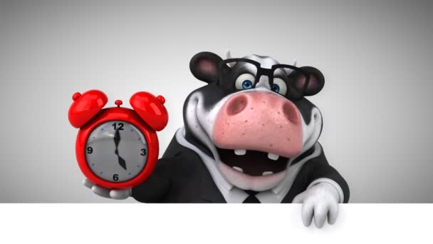 Cartoon character with clock — Stock Video