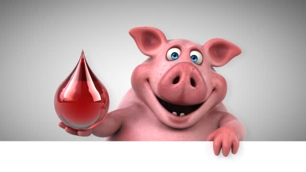 Pig holding blood drop — Stock Video