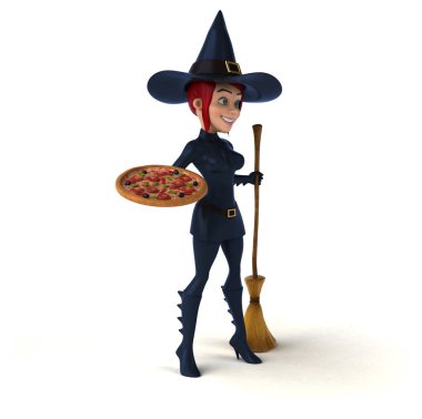 Çizgi film karakteri pizza - 3d çizim ile