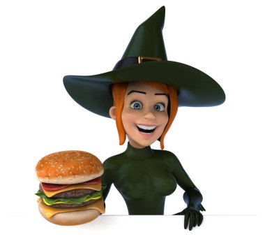 çizgi film karakteri hamburger - 3d çizim ile