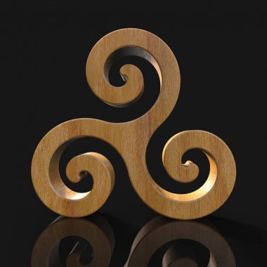 Triskel işaret, sembol - 3d çizim. Logo