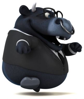 Eğlenceli boğa karikatür karakter - 3d çizim