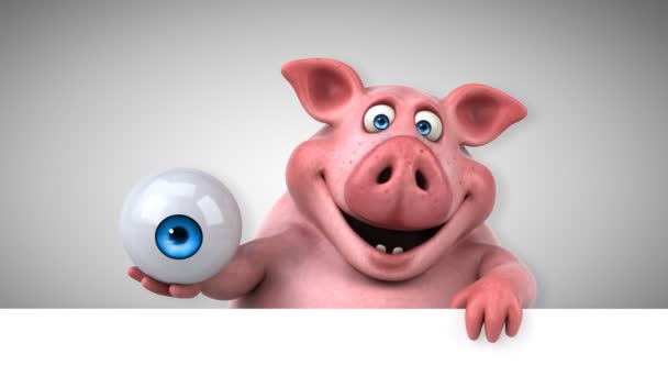 Funny pig holding eye — Stock Video