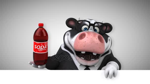 Cartoon character with soda — Stock Video