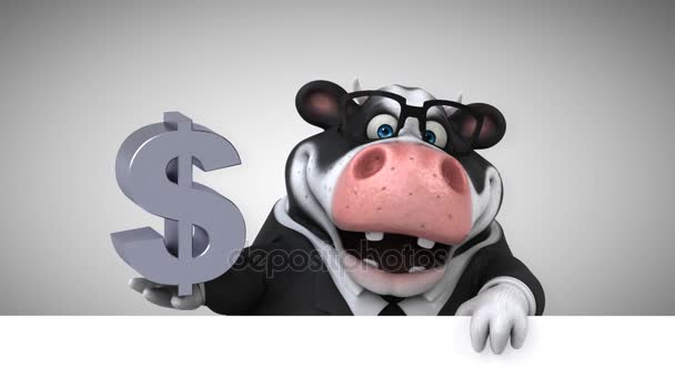 Cartoon character with dollar — Stock Video