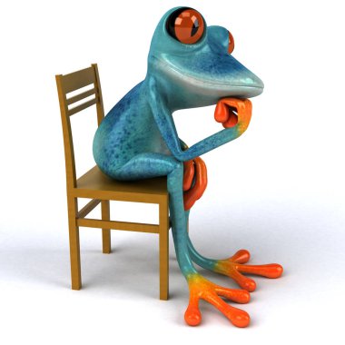 Eğlenceli kurbağa karikatür karakter - 3d çizim