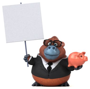 komik karikatür karakter ile piggy banka - 3d çizim
