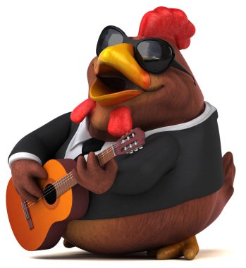 Müzik - 3d çizim komik çizgi film karakteri