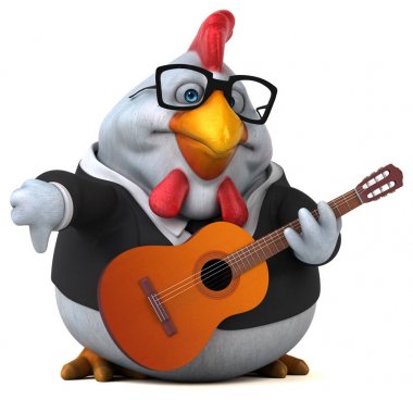 Müzik - 3d çizim komik çizgi film karakteri