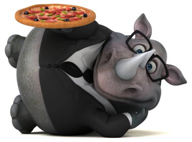 Komik karikatür karakter pizza - 3d çizim