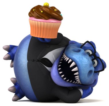 Komik karikatür karakter ile cupcake - 3d çizim