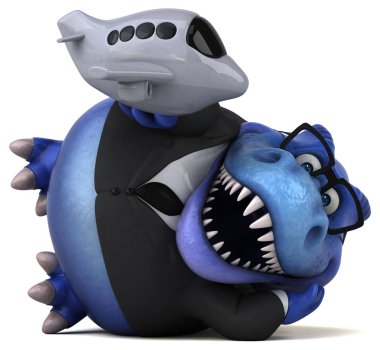 Komik çizgi film karakteri ile uçak - 3d çizim