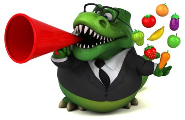 Komik çizgi film karakteri ile meyve ve sebze - 3d çizim