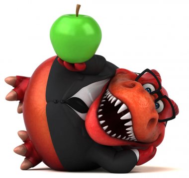 Komik karikatür karakter ile elma - 3d çizim