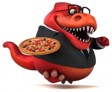 Komik karikatür karakter pizza - 3d çizim
