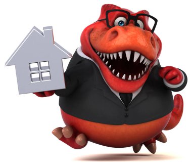 komik çizgi film karakteri ile ev - 3d çizim