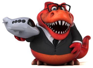 Komik çizgi film karakteri ile uçak - 3d çizim