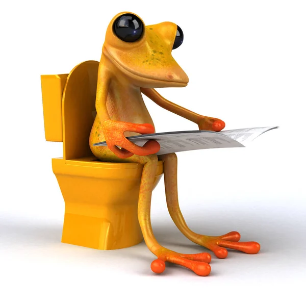 Χαρακτήρας Κινουμένων Σχεδίων Διασκέδαση Βάτραχος Ανάγνωση Απεικόνιση — Φωτογραφία Αρχείου