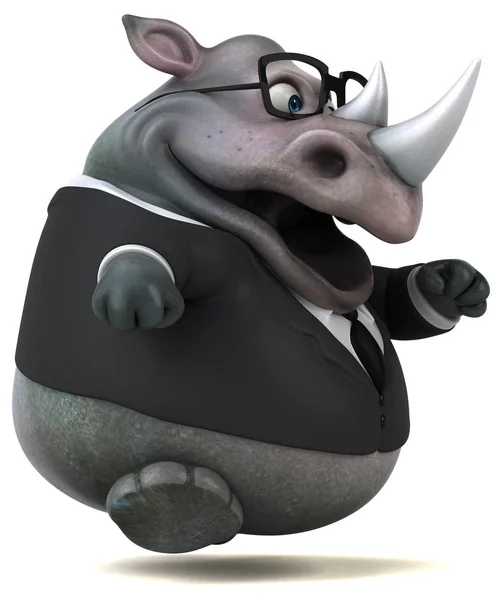 Personagem Desenho Animado Divertido Rinoceronte Ilustração — Fotografia de Stock